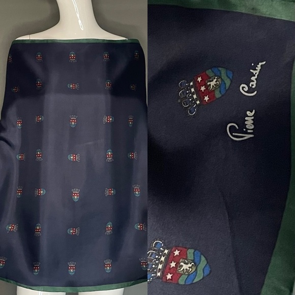 Pierre Cardin Accessories - Vintage Pierre Cardin Silk Scarf Elegant Minimal Print 27 In Sq Excellent Cond
